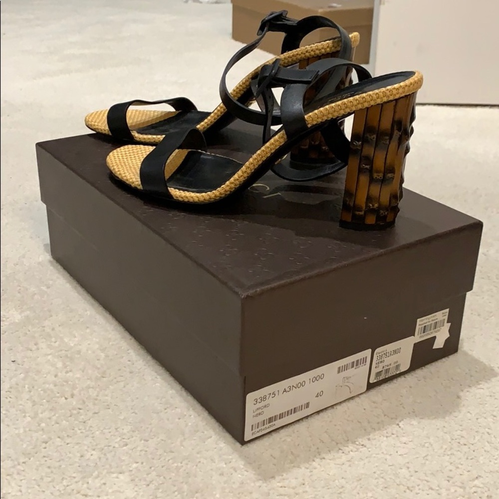 Authentic Gucci Bamboo Mules with Ankle Strap